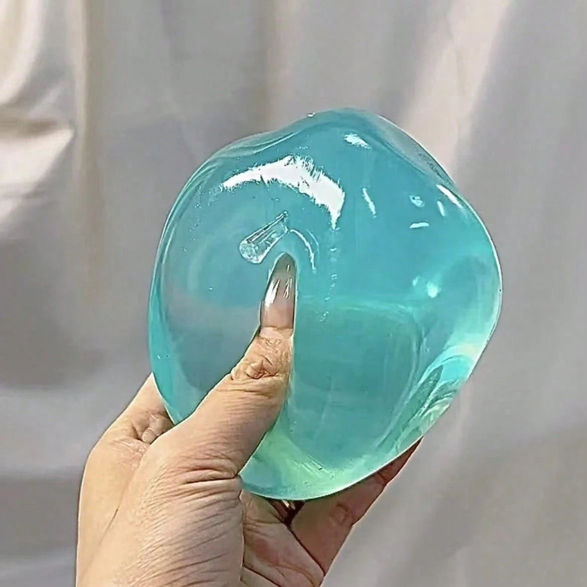 1pc Crystal Apple Ultra-Thin Transparent Slow Rebound Squeeze Toy, Soft Smooth Stress Ball, Tactile Sensory Desk Decor, Office Stress Relief Gift