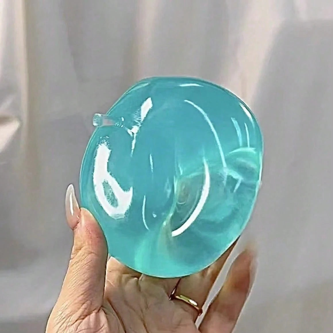 1pc Crystal Apple Ultra-Thin Transparent Slow Rebound Squeeze Toy, Soft Smooth Stress Ball, Tactile Sensory Desk Decor, Office Stress Relief Gift