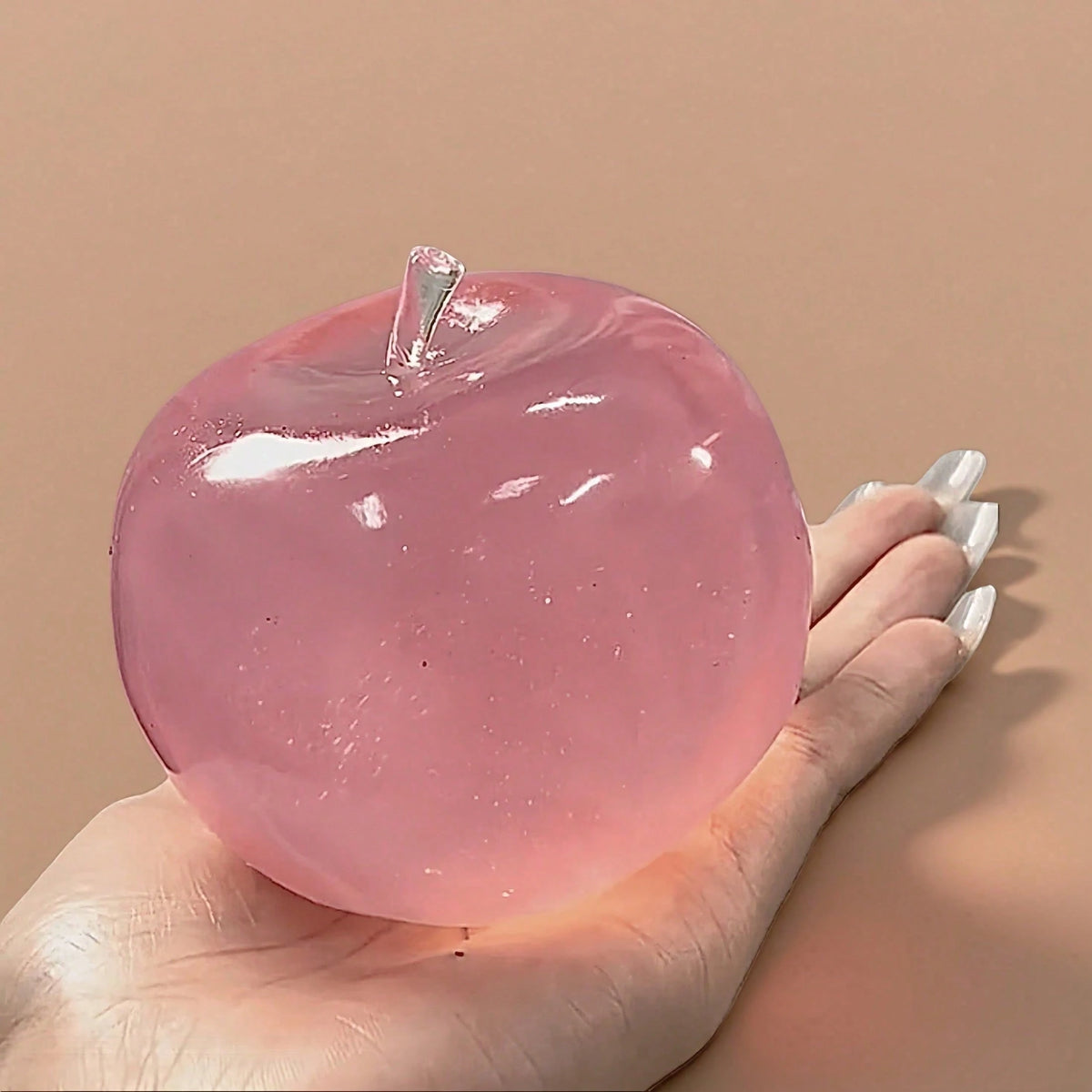1pc Crystal Apple Ultra-Thin Transparent Slow Rebound Squeeze Toy, Soft Smooth Stress Ball, Tactile Sensory Desk Decor, Office Stress Relief Gift