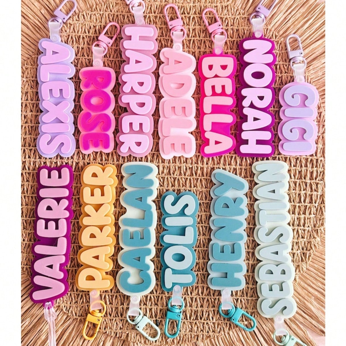 1PC Custom Name Acrylic Luggage Tag, Personalized Double Layer Bold Letter Bag Accessory, Colorful Backpack Tag, Suitable For Girlfriend And Friends