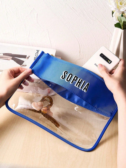 1pc Custom Name Storage Bag Personalized Cosmetic Bag Custom Name Makeup Pouch Transparent Large Capacity For Work Gym Home Birthday Gift For Her Him, Oversized Tote