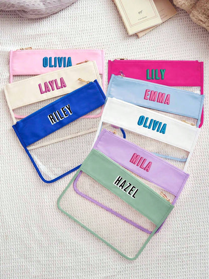 1pc Custom Name Storage Bag Personalized Cosmetic Bag Custom Name Makeup Pouch Transparent Large Capacity For Work Gym Home Birthday Gift For Her Him, Oversized Tote