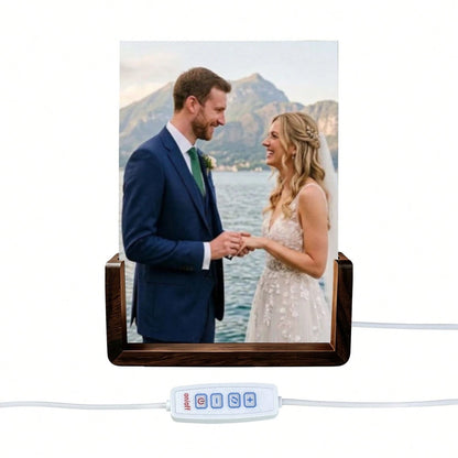 1pc Custom Photo & Song LED Music Night Light With Wooden Base,Personalized Acrylic Plaque Gift For Decor Couples,Valentines,Anniversary, Christmas,Housewarming,Birthdays,Weddings,Mother's Day,Father'