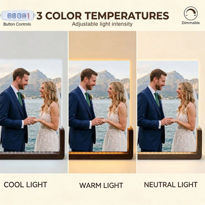 1pc Custom Photo & Song LED Music Night Light With Wooden Base,Personalized Acrylic Plaque Gift For Decor Couples,Valentines,Anniversary, Christmas,Housewarming,Birthdays,Weddings,Mother's Day,Father'