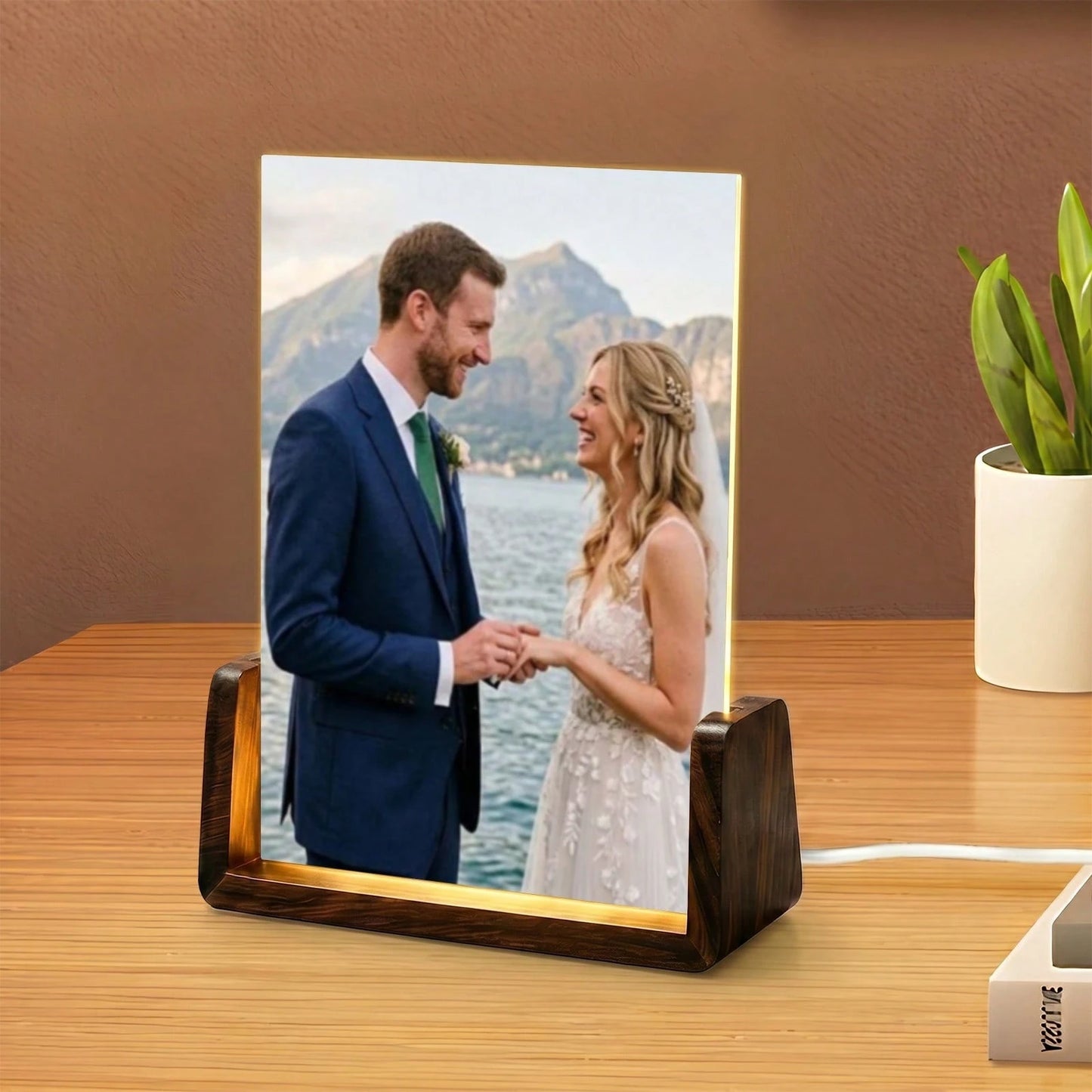 1pc Custom Photo & Song LED Music Night Light With Wooden Base,Personalized Acrylic Plaque Gift For Decor Couples,Valentines,Anniversary, Christmas,Housewarming,Birthdays,Weddings,Mother's Day,Father'