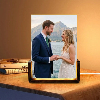 1pc Custom Photo & Song LED Music Night Light With Wooden Base,Personalized Acrylic Plaque Gift For Decor Couples,Valentines,Anniversary, Christmas,Housewarming,Birthdays,Weddings,Mother's Day,Father'