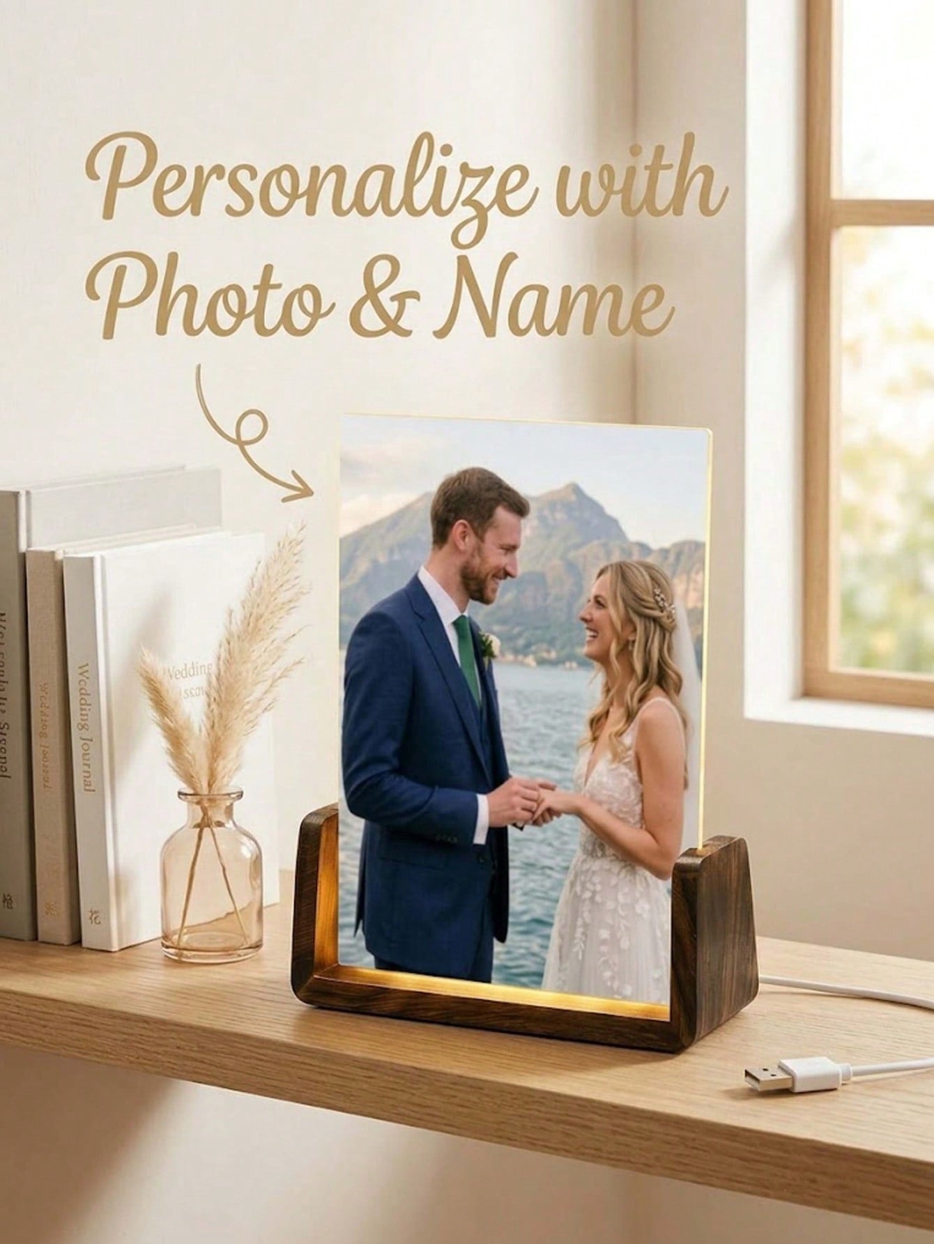 1pc Custom Photo & Song LED Music Night Light With Wooden Base,Personalized Acrylic Plaque Gift For Decor Couples,Valentines,Anniversary, Christmas,Housewarming,Birthdays,Weddings,Mother's Day,Father'
