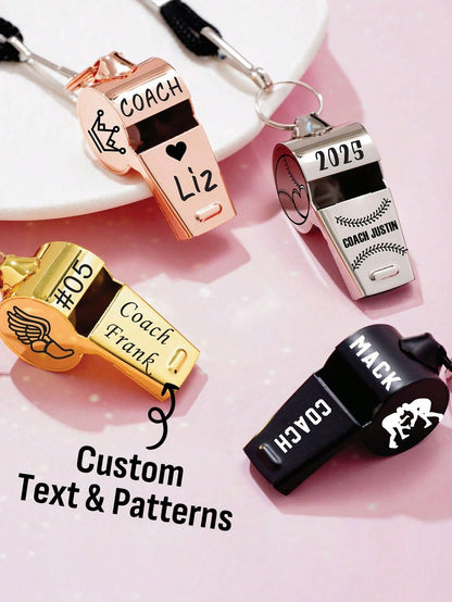 1pc Customizable Personalized Engraved Whistle Gift, Suitable For Teacher's Day, Sports Gift, Football Team Whistle, Thank You Gift, Creative Sports Gift With Customizable Pattern And Text, Perfect Fo
