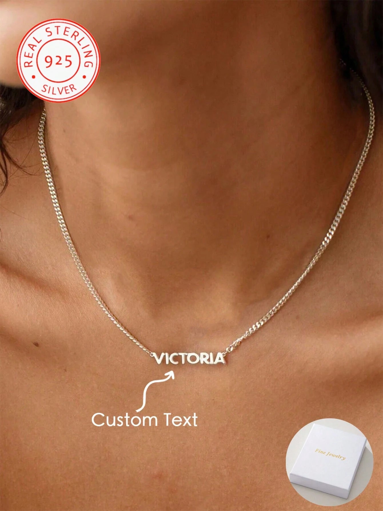 1pc Customized 925 Sterling Silver Minimalist Egyptian-Style Necklace, Can Customize English Name, Date, Numbers, Perfect For Valentine's Day, Party, Banquet, Anniversary, Birthday, High-Quality Jewel