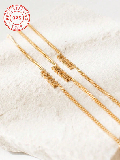 1pc Customized 925 Sterling Silver Minimalist Egyptian-Style Necklace, Can Customize English Name, Date, Numbers, Perfect For Valentine's Day, Party, Banquet, Anniversary, Birthday, High-Quality Jewel