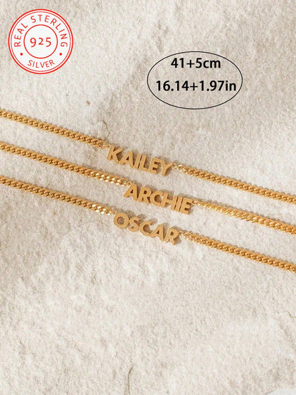 1pc Customized 925 Sterling Silver Minimalist Egyptian-Style Necklace, Can Customize English Name, Date, Numbers, Perfect For Valentine's Day, Party, Banquet, Anniversary, Birthday, High-Quality Jewel