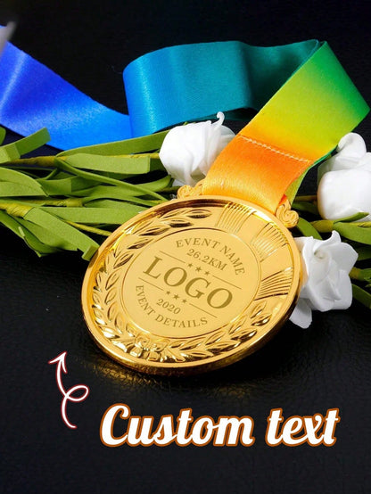 1pc Customized Metal Medal/Tag- Customized Zinc Alloy Medal With Wheat Ear Design, Suitable For Children's Competitions, Sports Events And Marathons, Can Be Used As Honor Commemorative Medal Or Gift