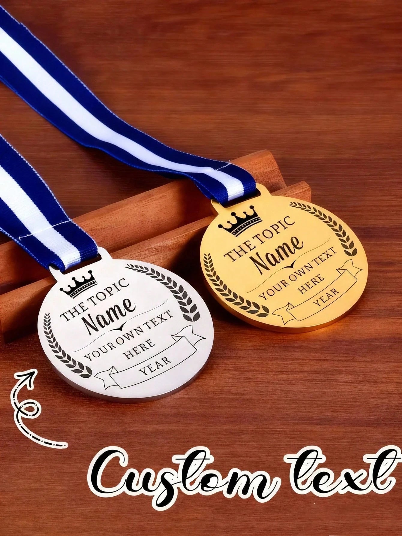 1pc Customized Metal Medal/Tag- Customized Zinc Alloy Medal With Wheat Ear Design, Suitable For Children's Competitions, Sports Events And Marathons, Can Be Used As Honor Commemorative Medal Or Gift