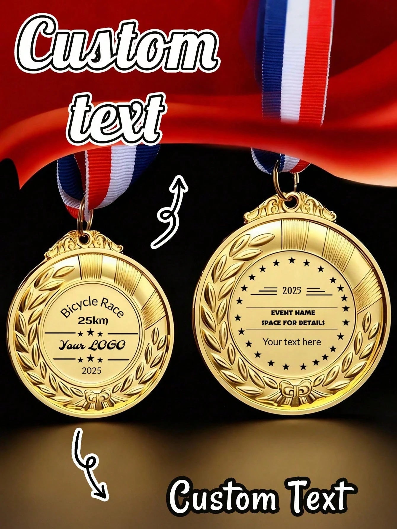 1pc Customized Metal Medal/Tag- Customized Zinc Alloy Medal With Wheat Ear Design, Suitable For Children's Competitions, Sports Events And Marathons, Can Be Used As Honor Commemorative Medal Or Gift