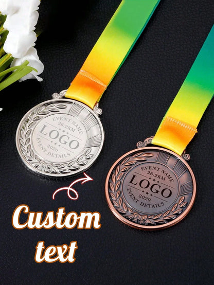 1pc Customized Metal Medal/Tag- Customized Zinc Alloy Medal With Wheat Ear Design, Suitable For Children's Competitions, Sports Events And Marathons, Can Be Used As Honor Commemorative Medal Or Gift