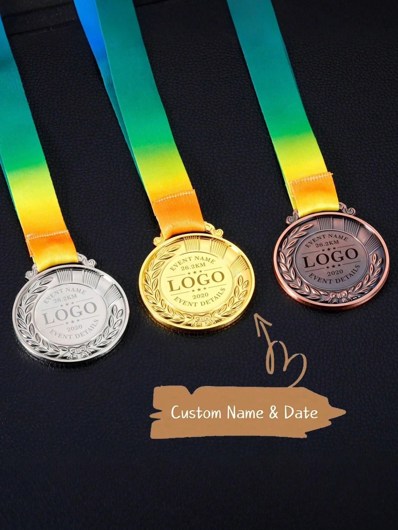 1pc Customized Metal Medal/Tag- Customized Zinc Alloy Medal With Wheat Ear Design, Suitable For Children's Competitions, Sports Events And Marathons, Can Be Used As Honor Commemorative Medal Or Gift