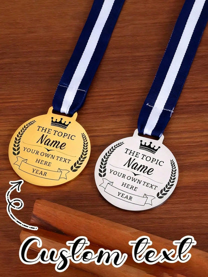 1pc Customized Metal Medal/Tag- Customized Zinc Alloy Medal With Wheat Ear Design, Suitable For Children's Competitions, Sports Events And Marathons, Can Be Used As Honor Commemorative Medal Or Gift