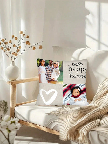 1pc Customized Super Soft Multiple Photo Love Text Couple Memorial Throw Pillow Case DIY Personalized Cushion Covers Gift For Boyfriend Girlfriend Graduation
