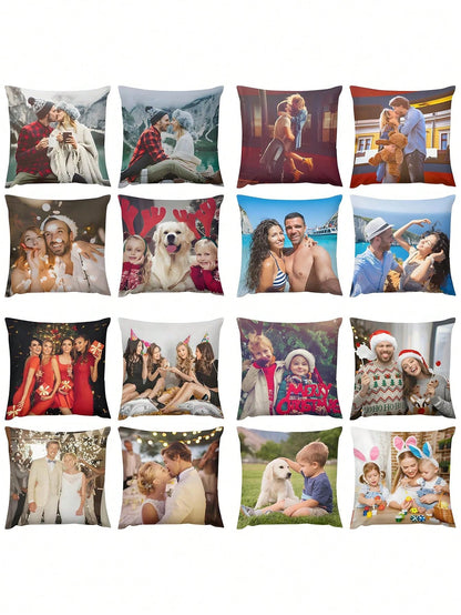 1pc Customized Super Soft Multiple Photo Love Text Couple Memorial Throw Pillow Case DIY Personalized Cushion Covers Gift For Boyfriend Girlfriend Graduation
