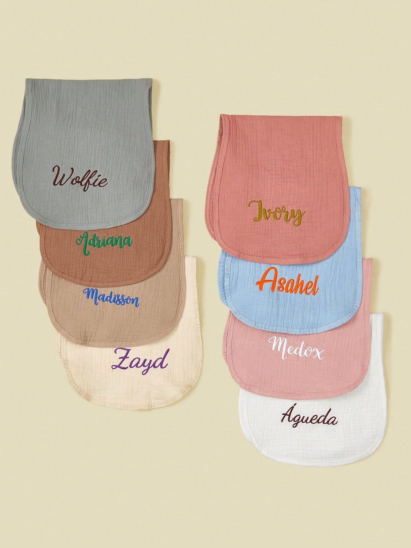 1pc Customized Text Embroidered Baby Bibs, Soft & Breathable Burp Cloths, Newborn Gift, Suitable For Boys & Girls