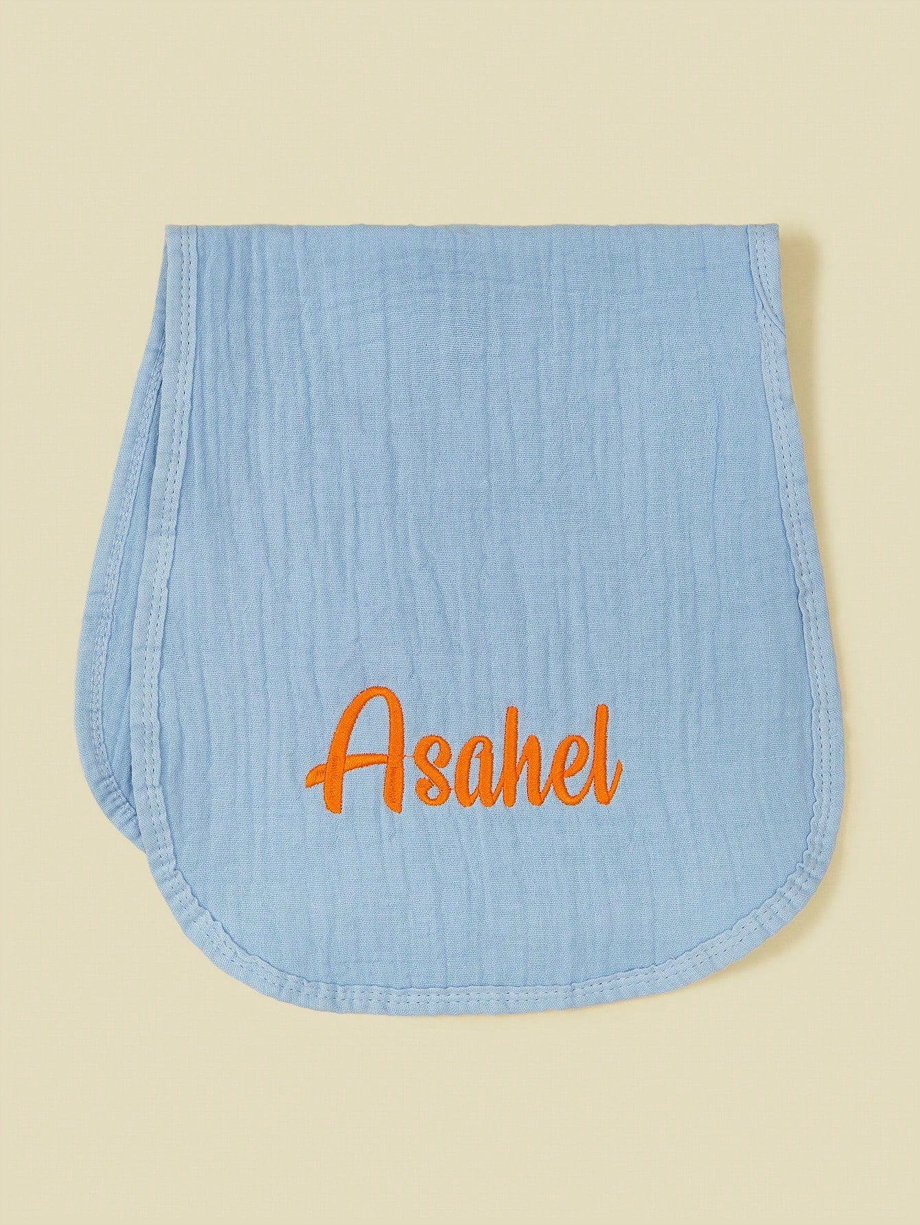 1pc Customized Text Embroidered Baby Bibs, Soft & Breathable Burp Cloths, Newborn Gift, Suitable For Boys & Girls