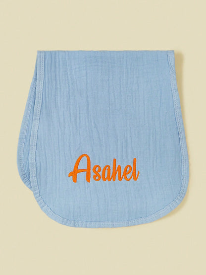 1pc Customized Text Embroidered Baby Bibs, Soft & Breathable Burp Cloths, Newborn Gift, Suitable For Boys & Girls