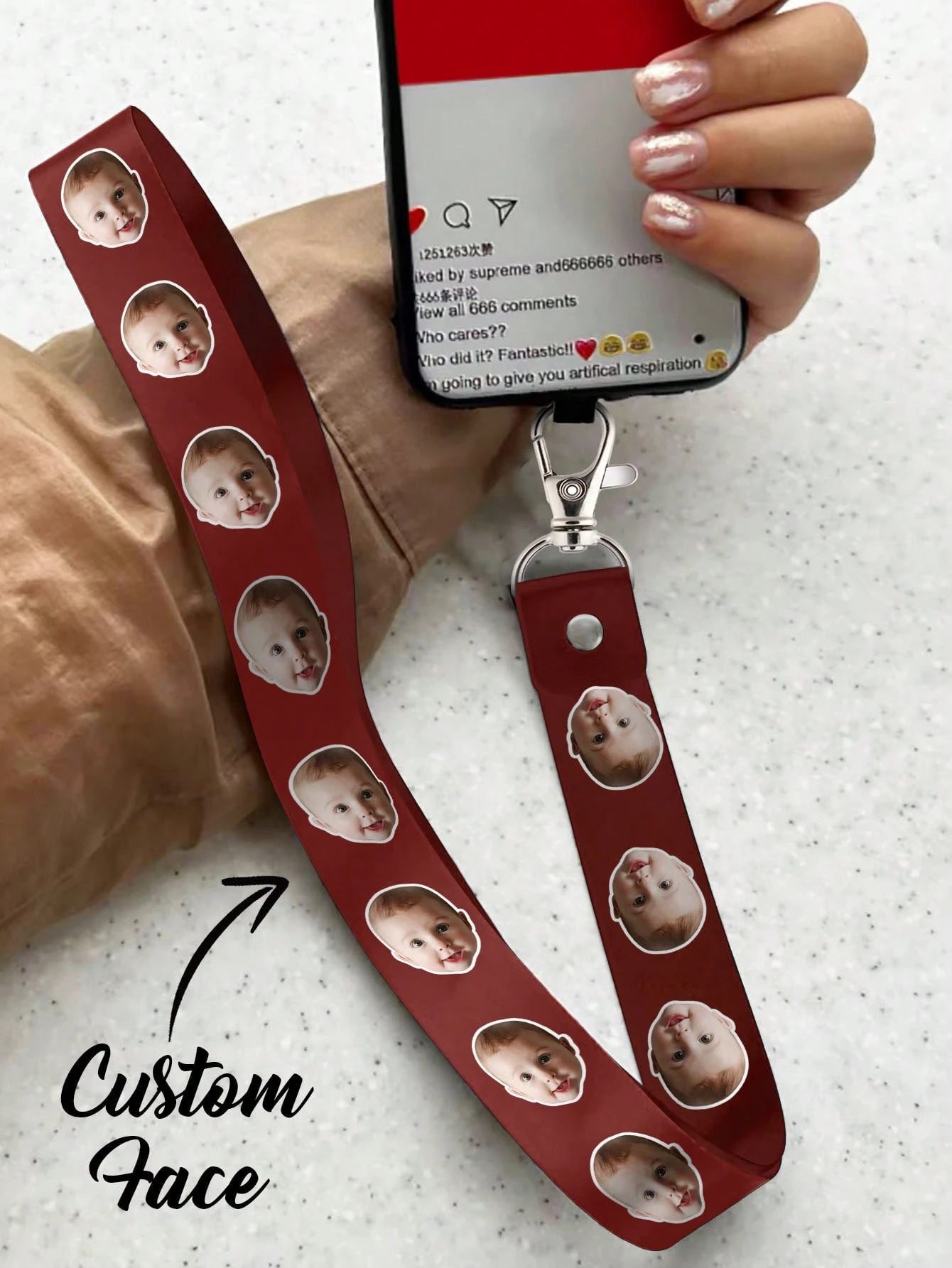 1pc Customized Text Lanyard, Personalized ID Badge Holder Strap With Detachable Clip, Versatile, Durable, Stylish, Reusable, Refined, Modern, Customized, Personalized, Unique