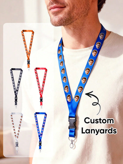 1pc Customized Text Lanyard, Personalized ID Badge Holder Strap With Detachable Clip, Versatile, Durable, Stylish, Reusable, Refined, Modern, Customized, Personalized, Unique