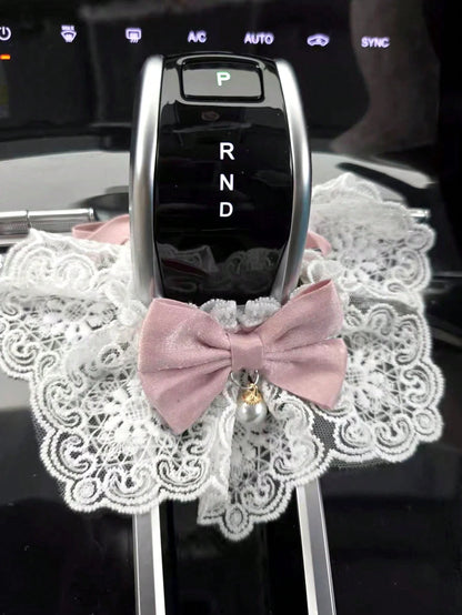 1pc Cute Bow Knot Style Gear Shift Cover, Bow Knot Decor Gear Shift Set, Car Manual/Automatic Gear Shift Cover, Car Interior Decoration Accessories, Car Decor, Car Supplies, Cute Car Gear Shift Cover