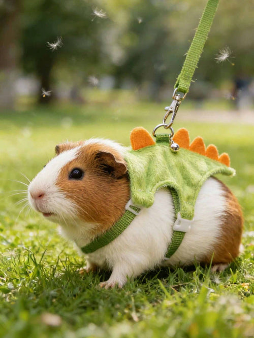 1pc Cute Dinosaur Adjustable Leash And Harness Set, Suitable For Ferrets, Lizards, Guinea Pigs, Hamsters And Other Small Pets, Hamster Supplies, Ferret Leash, Guinea Pig Supplies, Rabbit Supplies, Ham