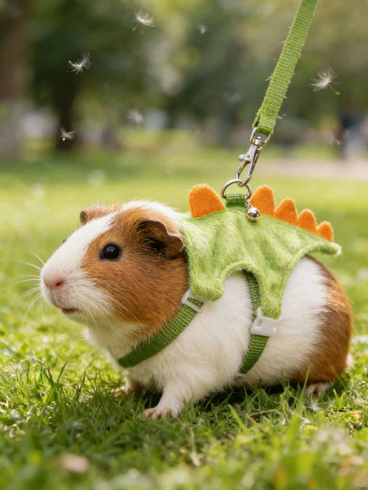 1pc Cute Dinosaur Adjustable Leash And Harness Set, Suitable For Ferrets, Lizards, Guinea Pigs, Hamsters And Other Small Pets, Hamster Supplies, Ferret Leash, Guinea Pig Supplies, Rabbit Supplies, Ham