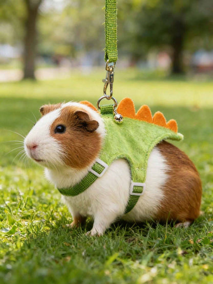 1pc Cute Dinosaur Adjustable Leash And Harness Set, Suitable For Ferrets, Lizards, Guinea Pigs, Hamsters And Other Small Pets, Hamster Supplies, Ferret Leash, Guinea Pig Supplies, Rabbit Supplies, Ham
