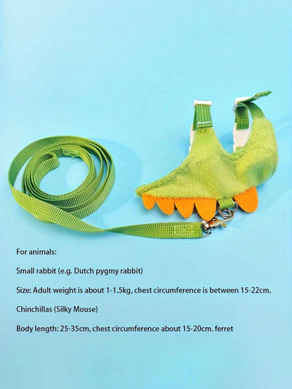 1pc Cute Dinosaur Adjustable Leash And Harness Set, Suitable For Ferrets, Lizards, Guinea Pigs, Hamsters And Other Small Pets, Hamster Supplies, Ferret Leash, Guinea Pig Supplies, Rabbit Supplies, Ham