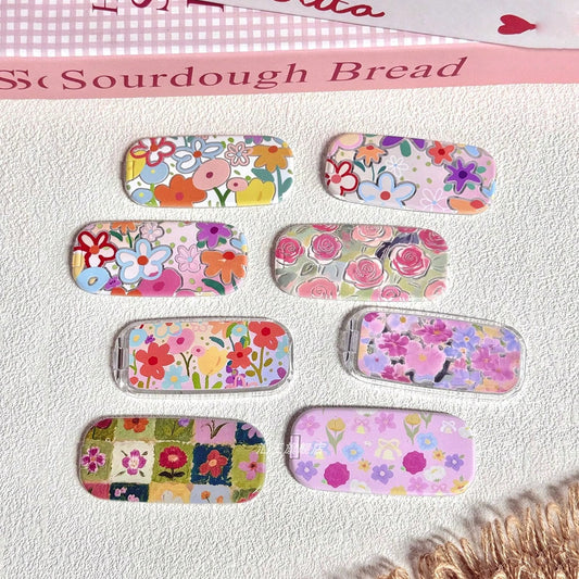 1PC Cute Flower Adhesive Makeup Mirror Phone Stand, Foldable Mirror For Watching Shows, Essential For Girls, Compact Portable Horizontal And Vertical Dual-Use Mirror Foldable Adhesive Phone Stand