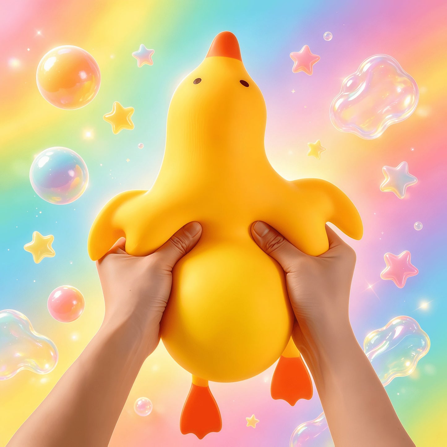 1pc Cute Yellow Duck Squeeze Stress Toy For Kids, Soft Cartoon Animal Squishy Fidget Toy, Toddlers Classroom Reward, Boys Girls Birthday Party Favor Novelty Sensory Play Gift Duck,Squeeze Toy, Squishy