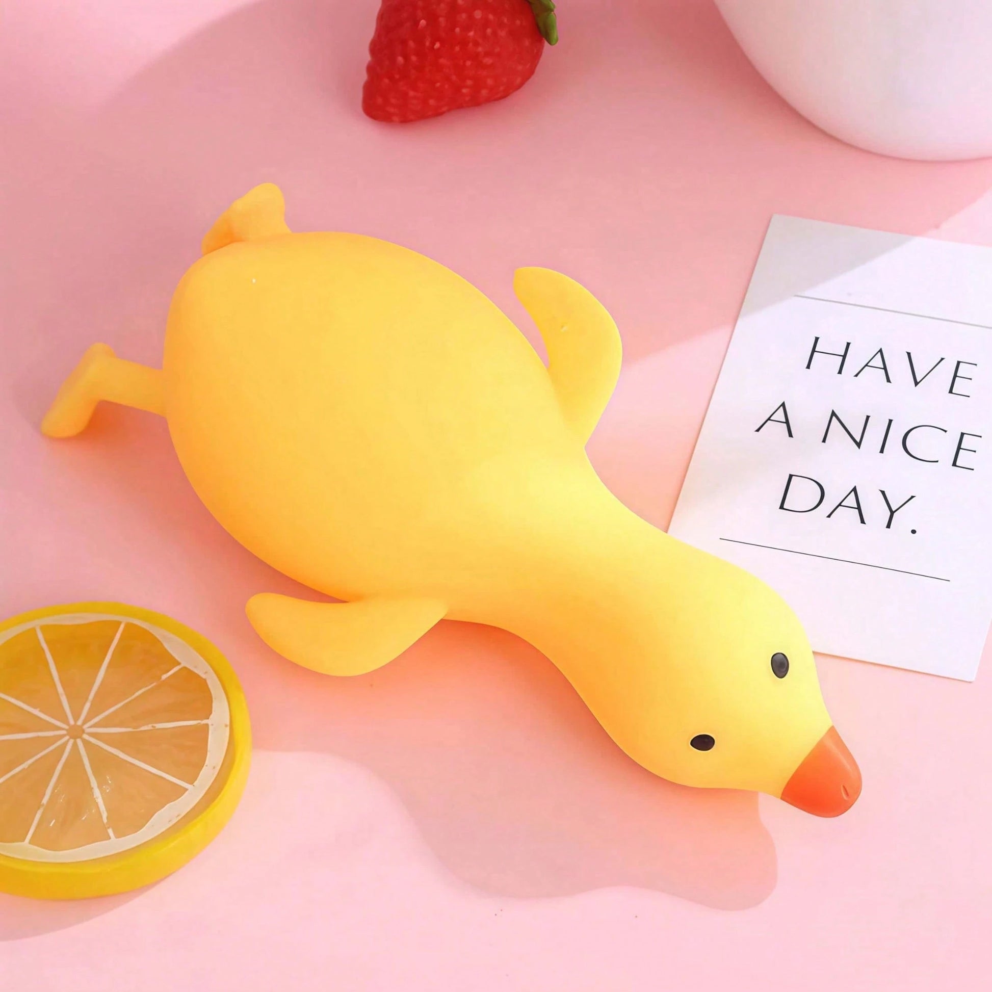 1pc Cute Yellow Duck Squeeze Stress Toy For Kids, Soft Cartoon Animal Squishy Fidget Toy, Toddlers Classroom Reward, Boys Girls Birthday Party Favor Novelty Sensory Play Gift Duck,Squeeze Toy, Squishy