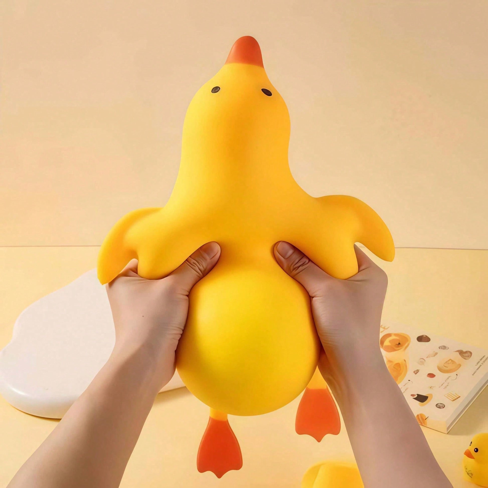 1pc Cute Yellow Duck Squeeze Stress Toy For Kids, Soft Cartoon Animal Squishy Fidget Toy, Toddlers Classroom Reward, Boys Girls Birthday Party Favor Novelty Sensory Play Gift Duck,Squeeze Toy, Squishy