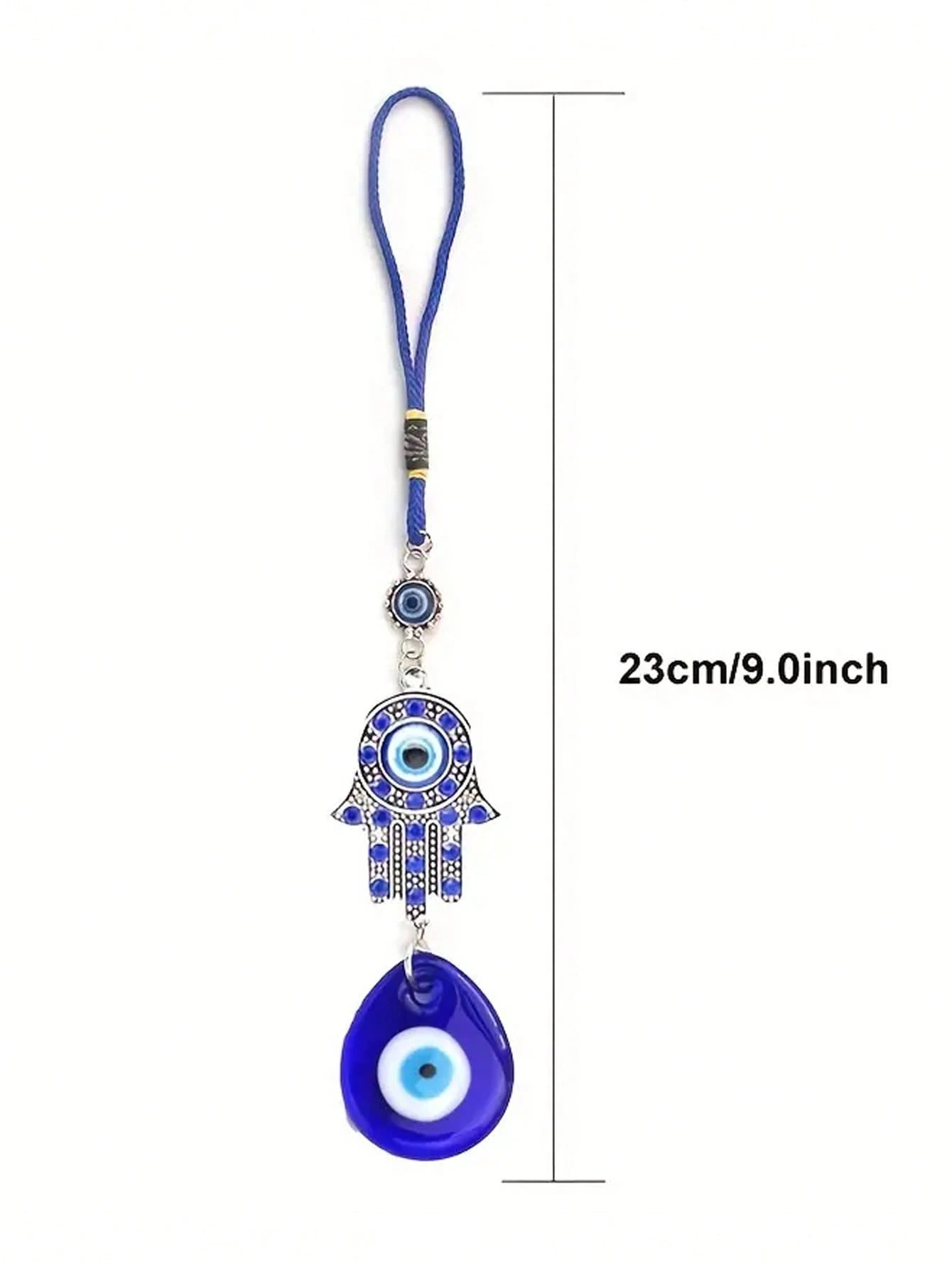 1pc Demon Eye Blue Eye With Rhinestone Lucky Car Keychain Pendant Decoration