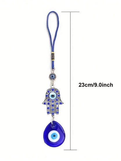 1pc Demon Eye Blue Eye With Rhinestone Lucky Car Keychain Pendant Decoration