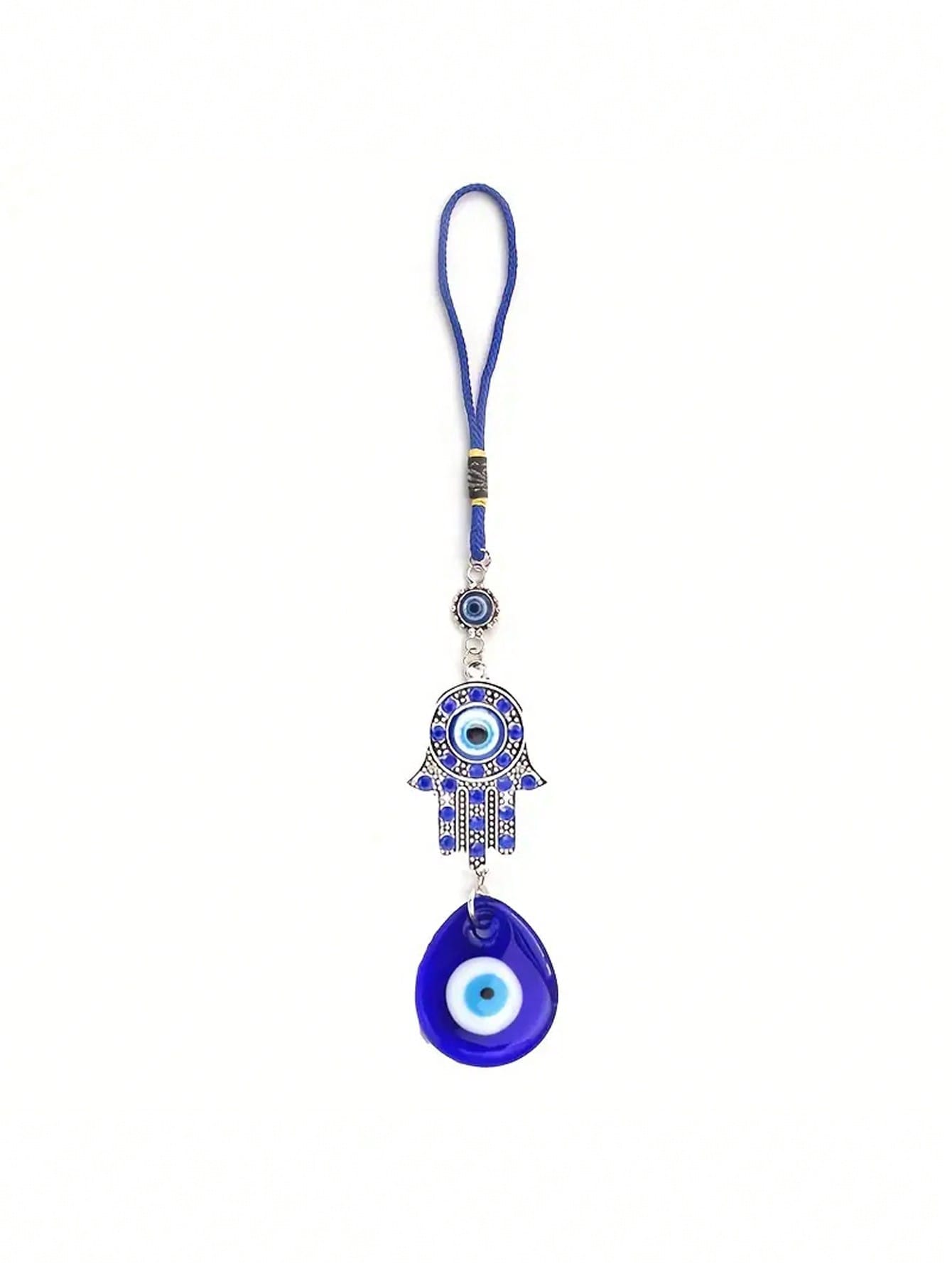 1pc Demon Eye Blue Eye With Rhinestone Lucky Car Keychain Pendant Decoration