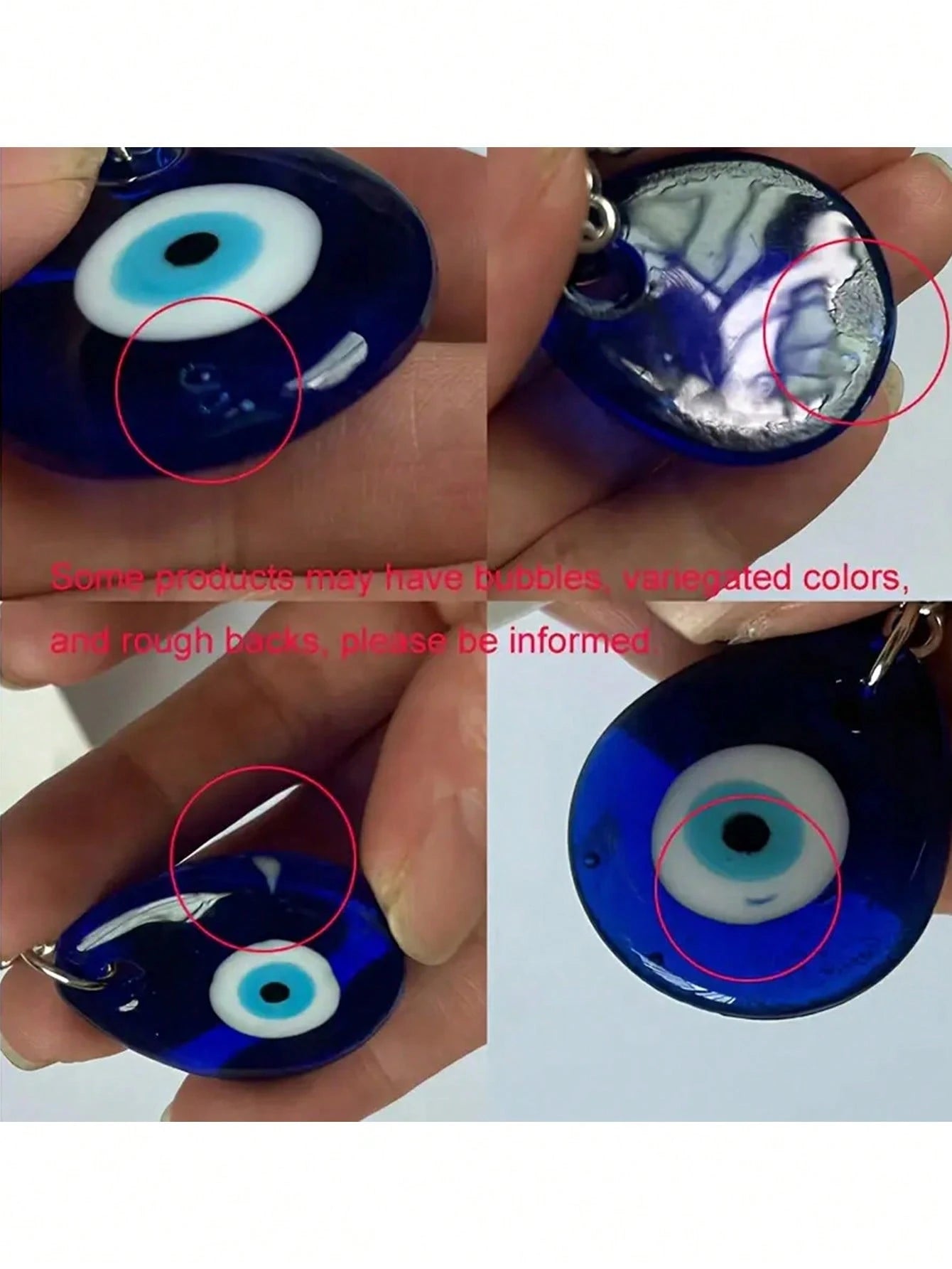 1pc Demon Eye Blue Eye With Rhinestone Lucky Car Keychain Pendant Decoration