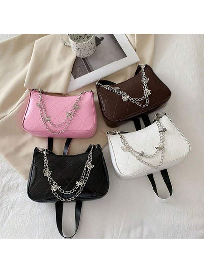 1pc Double-Layer Chain Strap Decoration, Butterfly & Heart Shaped Keychain Pendant, Shoulder Bag Chain Strap Accessory, Gift For Women