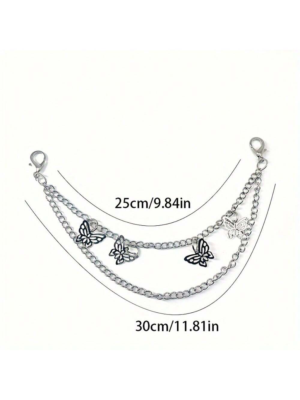 1pc Double-Layer Chain Strap Decoration, Butterfly & Heart Shaped Keychain Pendant, Shoulder Bag Chain Strap Accessory, Gift For Women