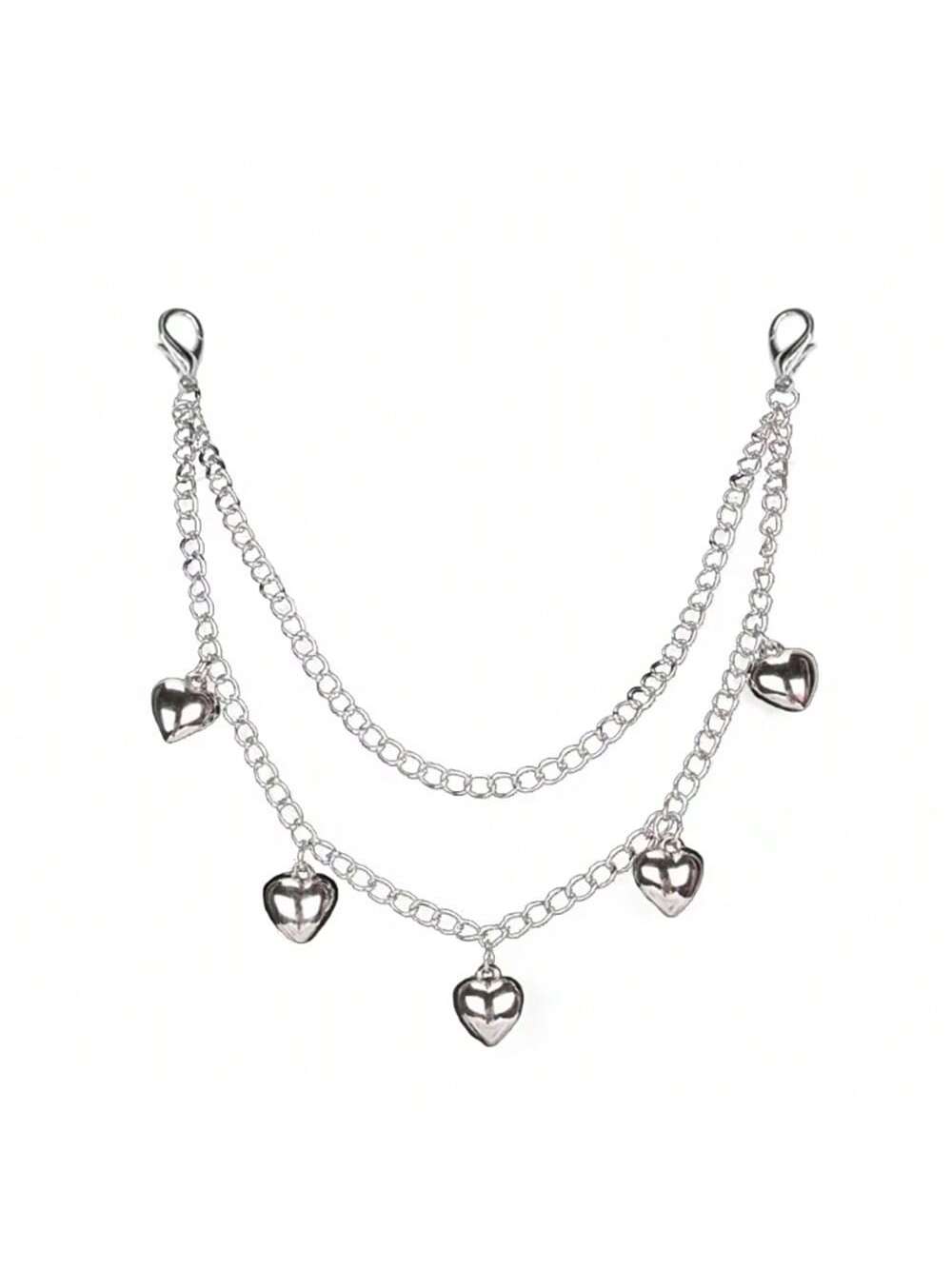 1pc Double-Layer Chain Strap Decoration, Butterfly & Heart Shaped Keychain Pendant, Shoulder Bag Chain Strap Accessory, Gift For Women