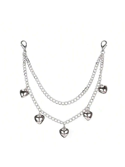 1pc Double-Layer Chain Strap Decoration, Butterfly & Heart Shaped Keychain Pendant, Shoulder Bag Chain Strap Accessory, Gift For Women
