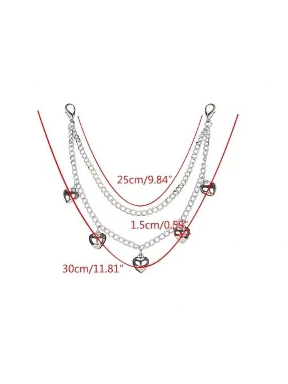 1pc Double-Layer Chain Strap Decoration, Butterfly & Heart Shaped Keychain Pendant, Shoulder Bag Chain Strap Accessory, Gift For Women