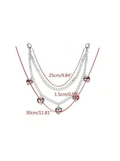 1pc Double-Layer Chain Strap Decoration, Butterfly & Heart Shaped Keychain Pendant, Shoulder Bag Chain Strap Accessory, Gift For Women