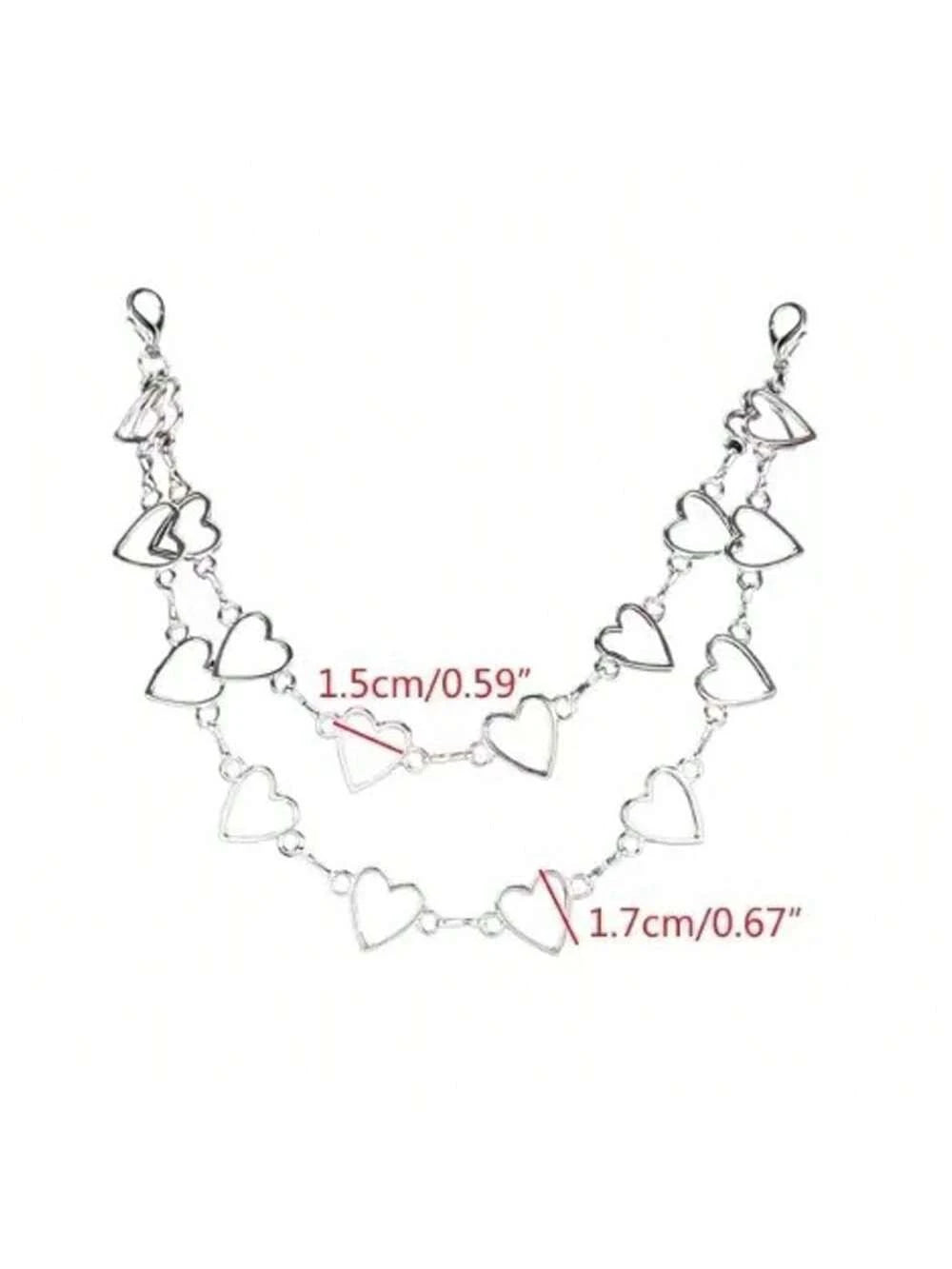 1pc Double-Layer Chain Strap Decoration, Butterfly & Heart Shaped Keychain Pendant, Shoulder Bag Chain Strap Accessory, Gift For Women