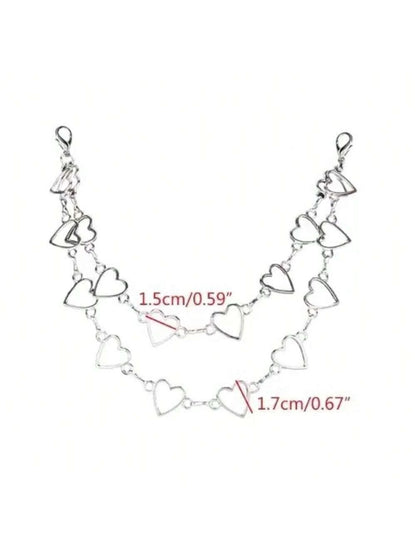 1pc Double-Layer Chain Strap Decoration, Butterfly & Heart Shaped Keychain Pendant, Shoulder Bag Chain Strap Accessory, Gift For Women
