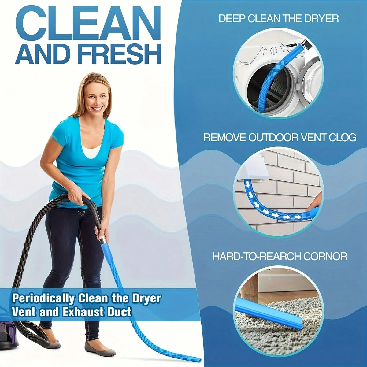 1pc Dryer Vent Cleaning Hose, Flexible Universal Connector Lint Vacuum Hose Attachment, Dryer Vent Cleaning Tool, Vacuum Cleaner Hose, Suitable For Most Vacuum Cleaners